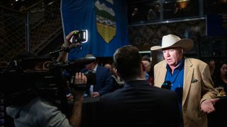 Jeffrey Rath, Calgary-based lawyer and co-founder of the Alberta Prosperity Project (APP) speaks with Le Canal Nouvelles (LCN) in Edmonton, Monday, Oct. 19, 2026. THE CANADIAN PRESS/John Ulan