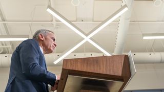 Prime Minister Mark Carney announces an investment of up to $1.6 billion in Canadian AI company Cohere, in Montreal on Thursday, Oct. 29, 2026.