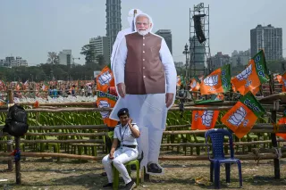 Indiens Premier Narendra Modi, hier als Pappaufsteller