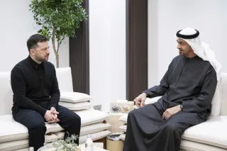 Ukrainischer Präsident Selenskyj mit Scheich Mohamed bin Zayed Al Nahyan: »Unsere Teams werden die Details ausarbeiten«