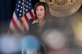 New York Governor Kathy Hochul speaks during a news conference, Friday, Oct. 2, 2026, in New York.