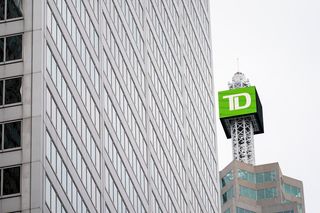 TD Bank signage is pictured in the financial district in Toronto
